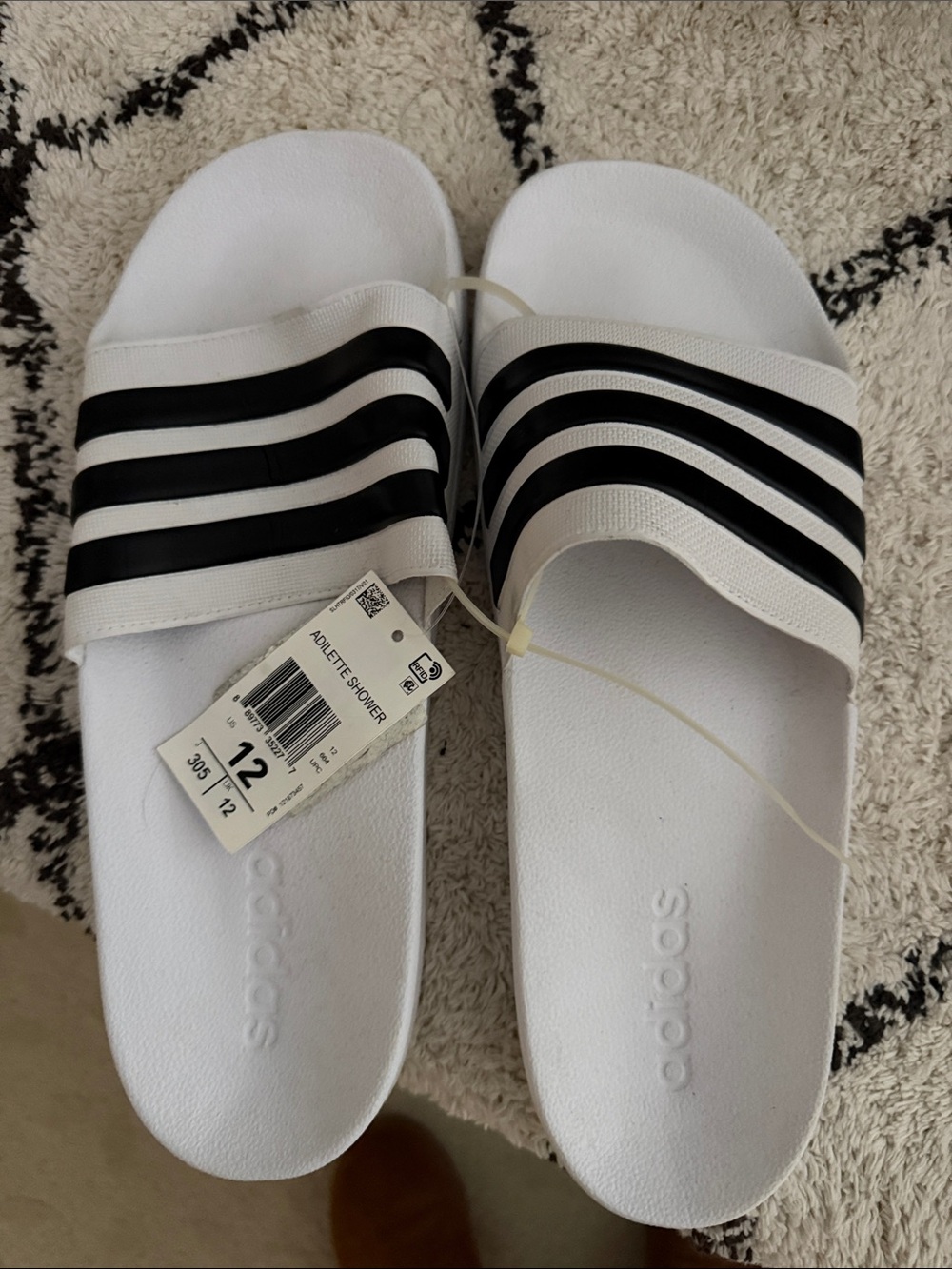 adidas White and Black Slide Sandals